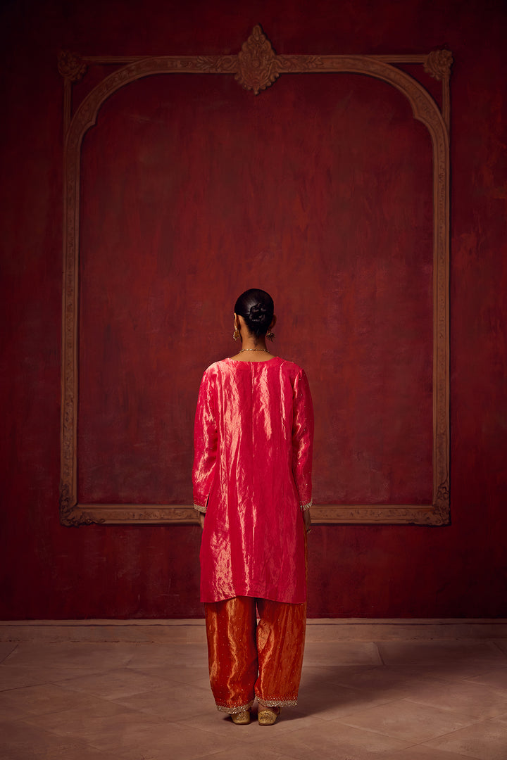 Kikli 2.0 Hot Pink Kurta with Orange Salwar and dupatta