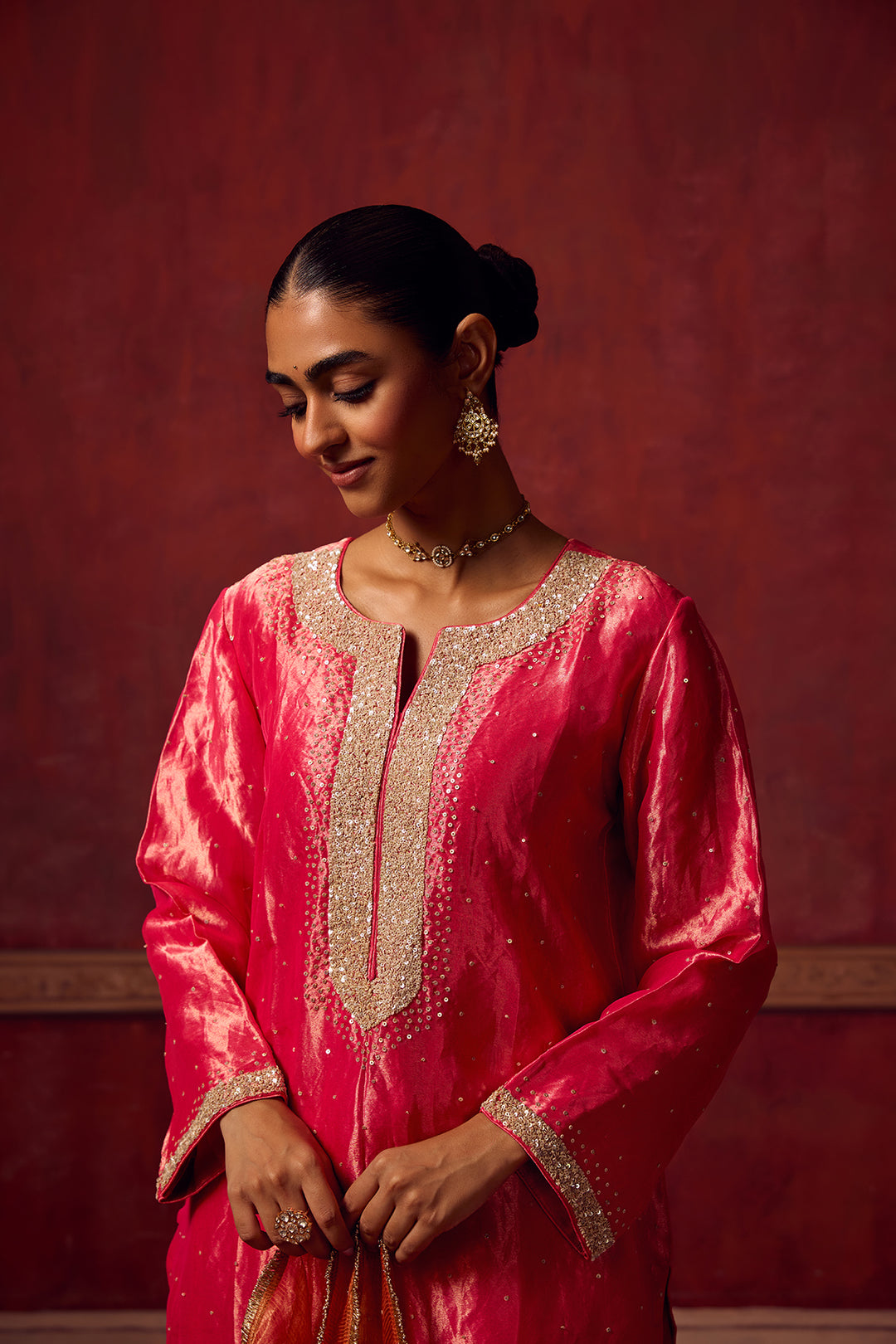 Kikli 2.0 Hot Pink Kurta with Orange Salwar and dupatta