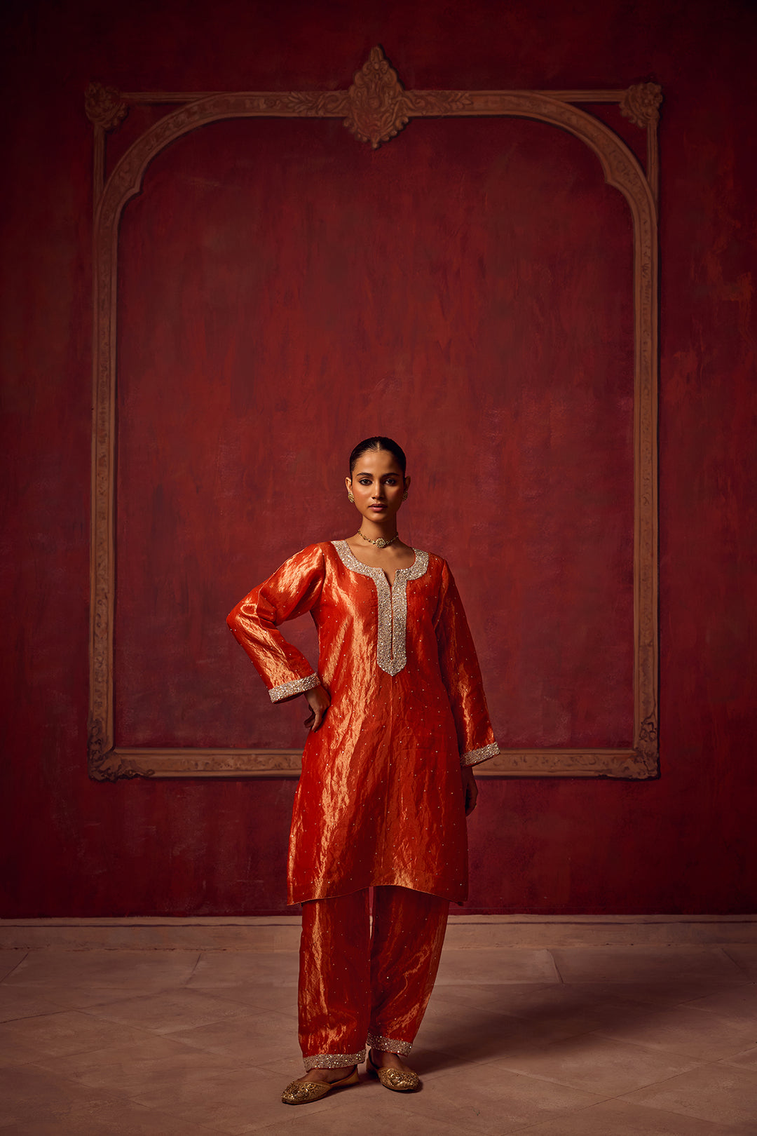 Kikli 2.0 Orange Kurta Salwar with Hot Pink Dupatta