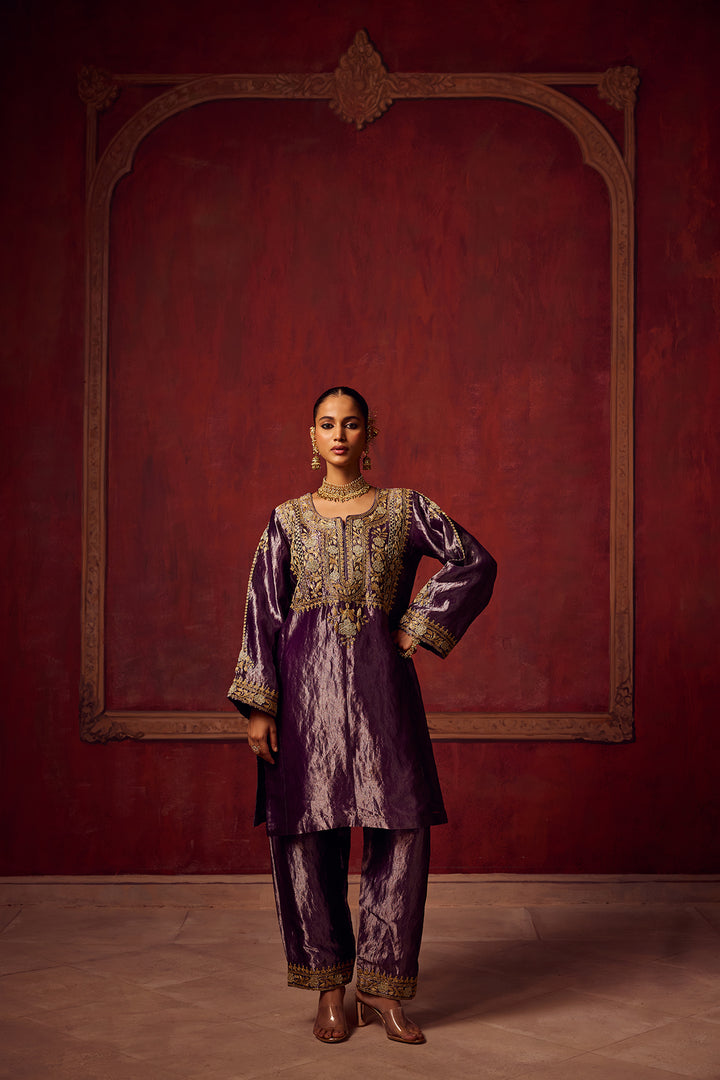 Pitara- Purple Tissue Kurta Set of 3