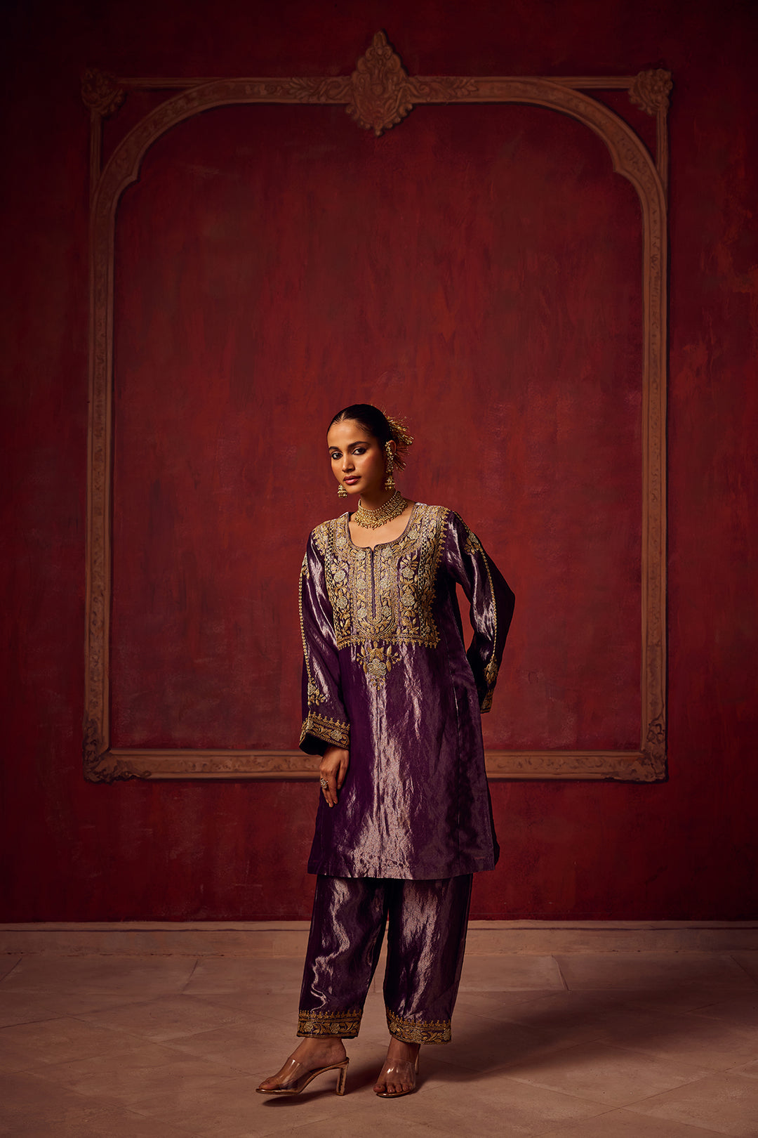 Pitara- Purple Tissue Kurta Set of 3