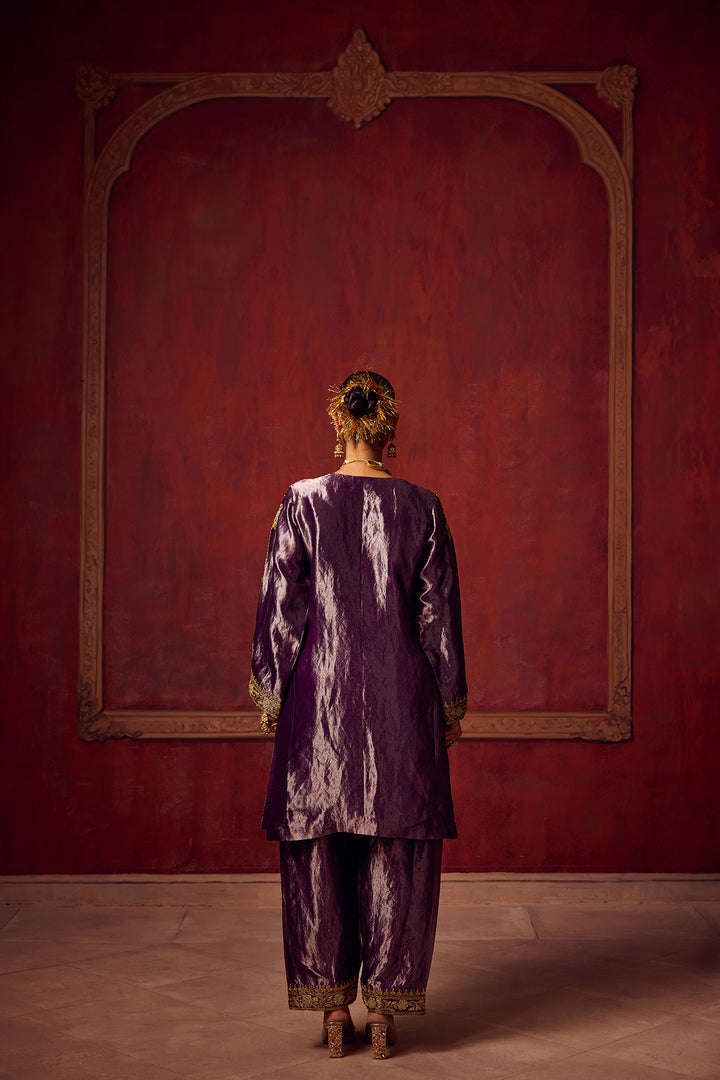 Pitara- Purple Tissue Kurta Set of 3