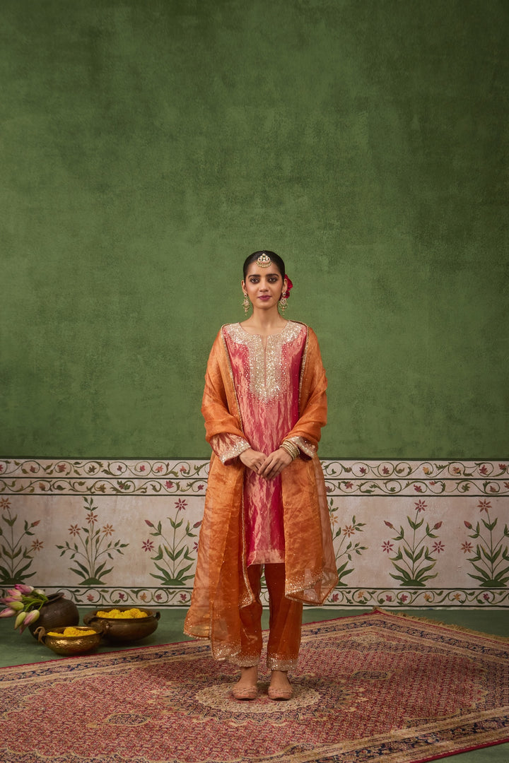 Kikli Hotpink with Orange Kurta Set of 3
