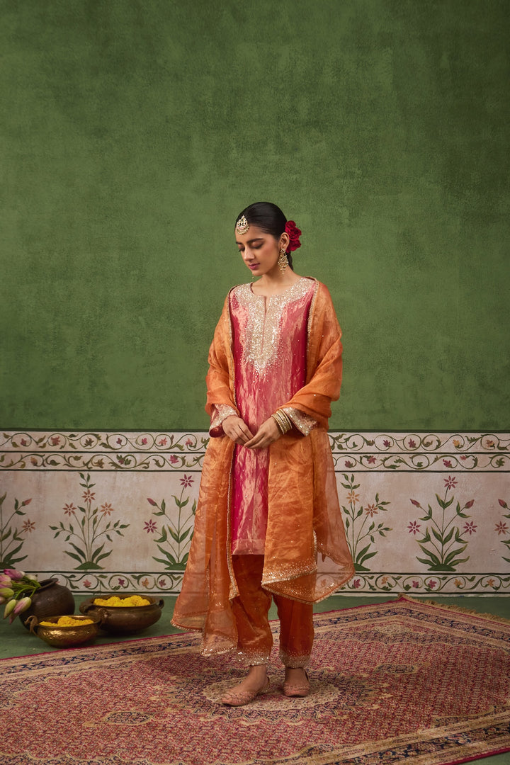 Kikli Hotpink with Orange Kurta Set of 3