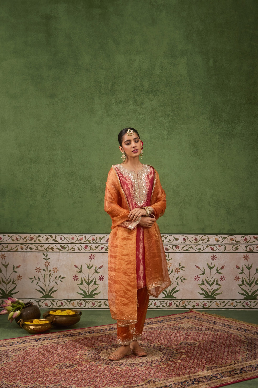 Kikli Hotpink with Orange Kurta Set of 3