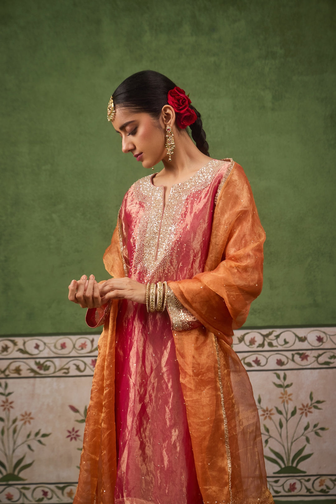 Kikli Hotpink with Orange Kurta Set of 3