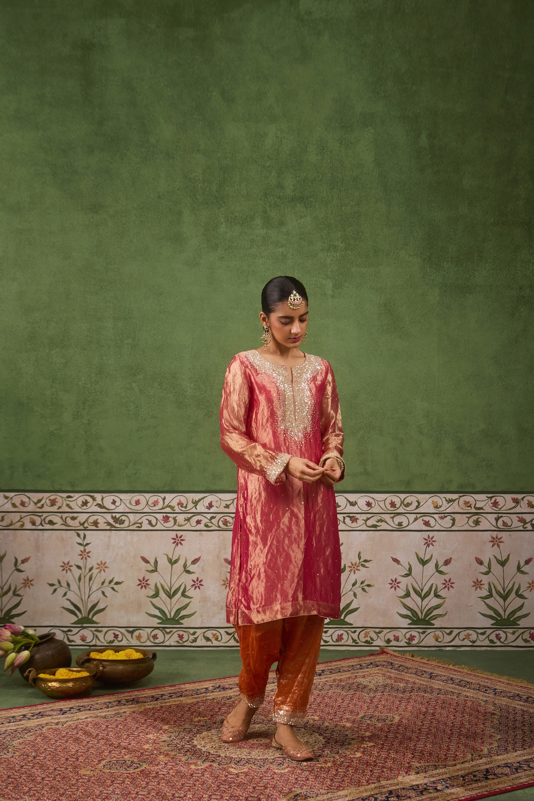 Kikli Hotpink with Orange Kurta Set of 3
