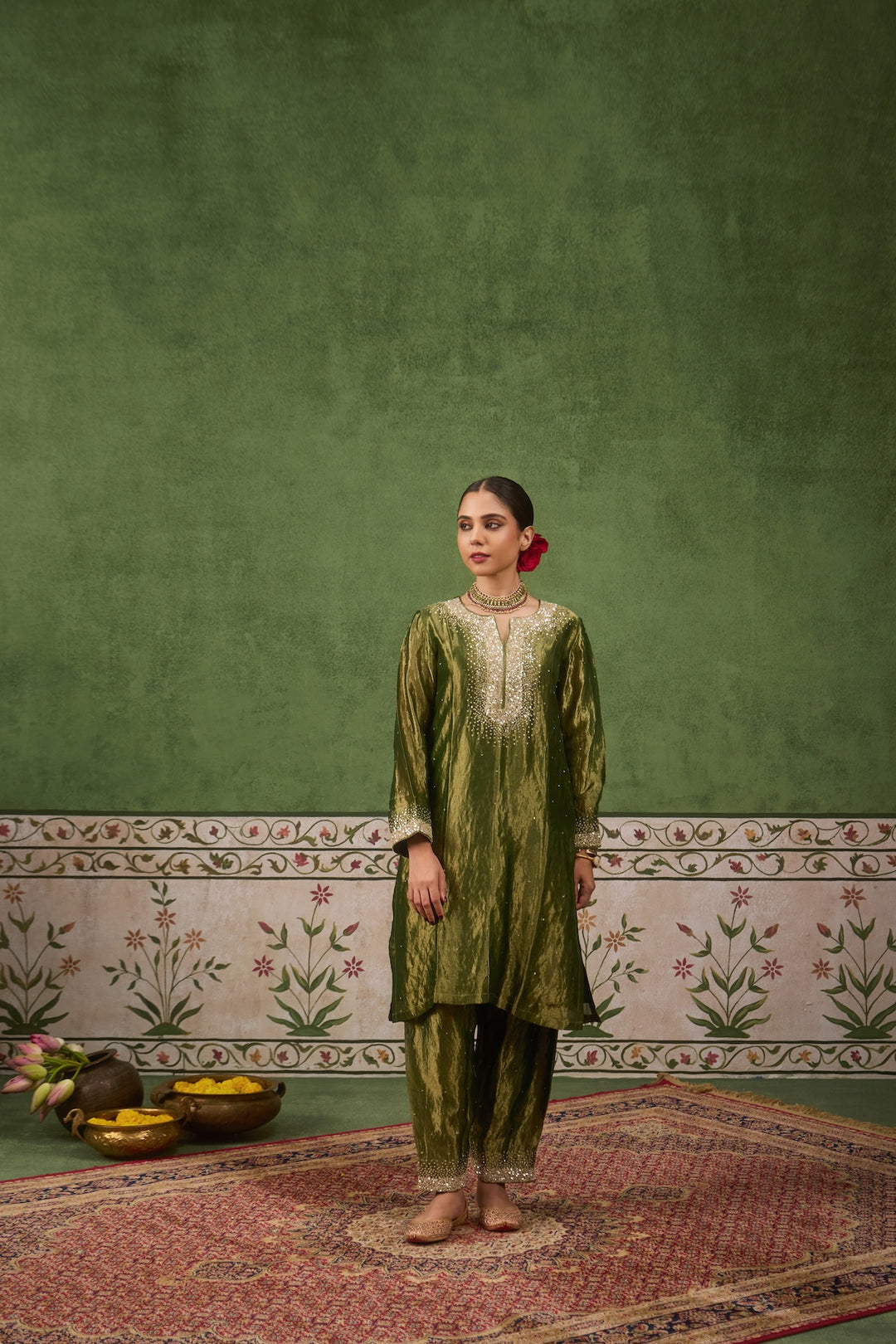 Kikli Green Pink Kurta Set of 3
