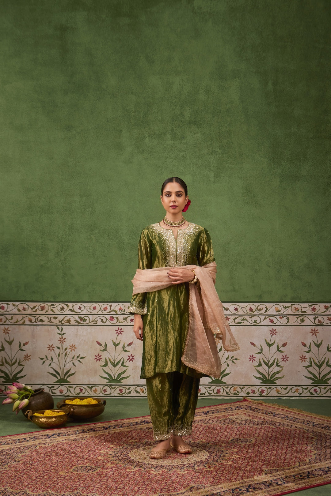 Kikli Green Pink Kurta Set of 3