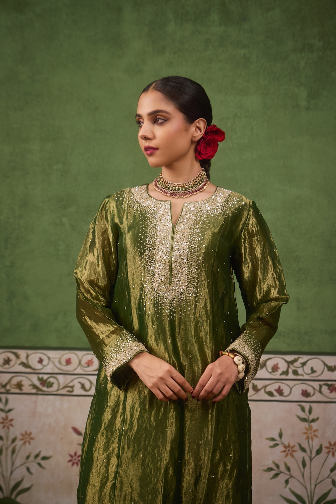 Kikli Green Pink Kurta Set of 3