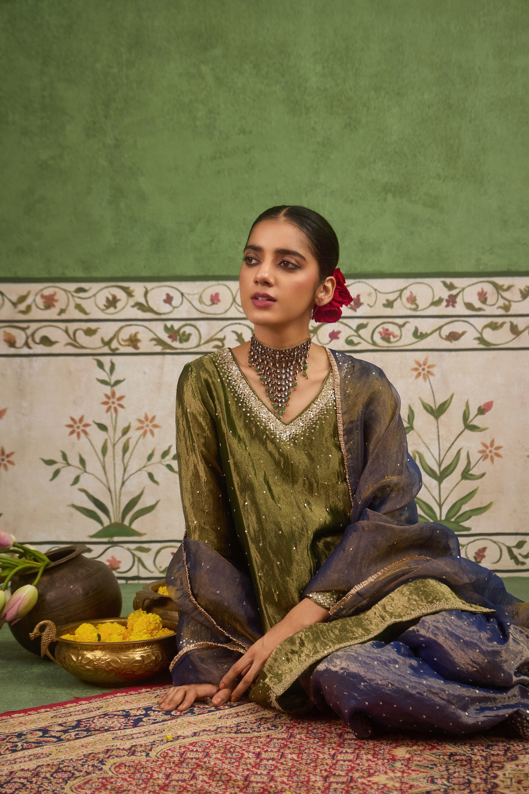 Kikli Green Blue Kurta Set of 3
