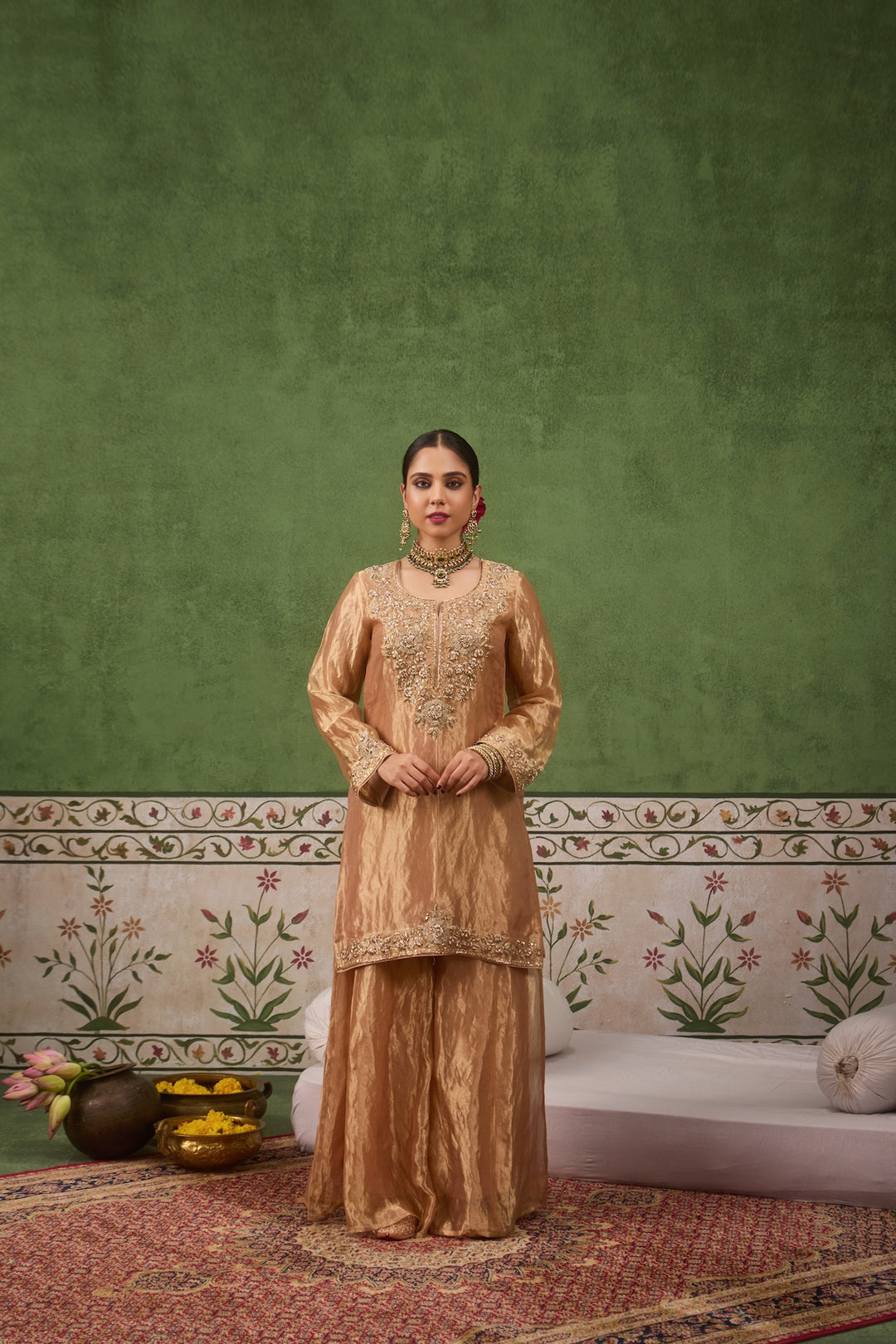 Inayat 2.0 Gold Tissue Sharara Set of 3