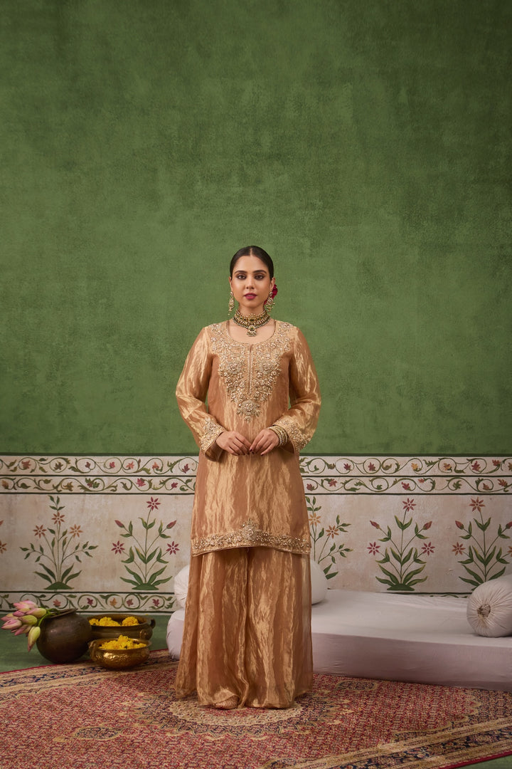 Inayat 2.0 Gold Tissue Sharara Set of 3