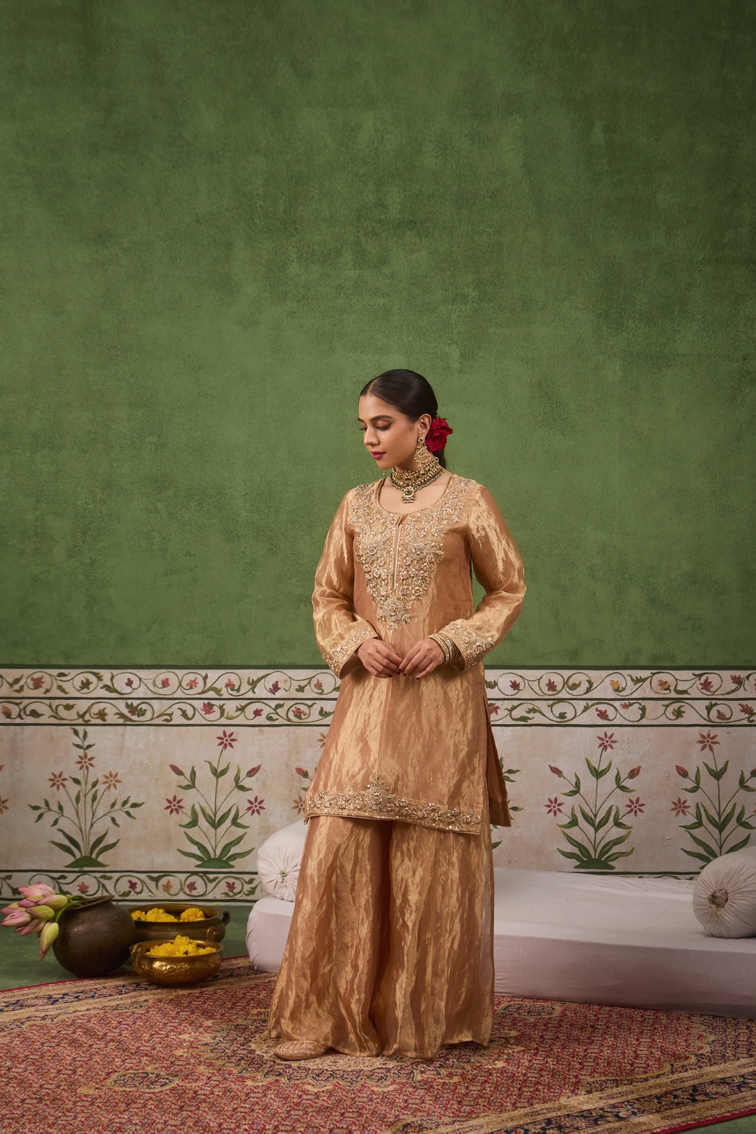 Inayat 2.0 Gold Tissue Sharara Set of 3