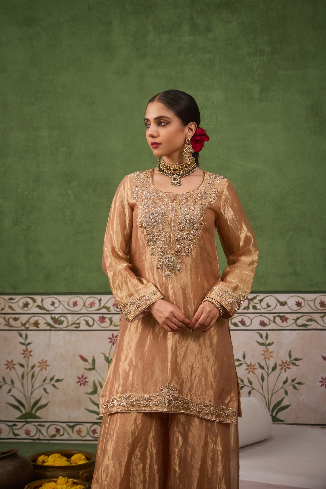 Inayat 2.0 Gold Tissue Sharara Set of 3