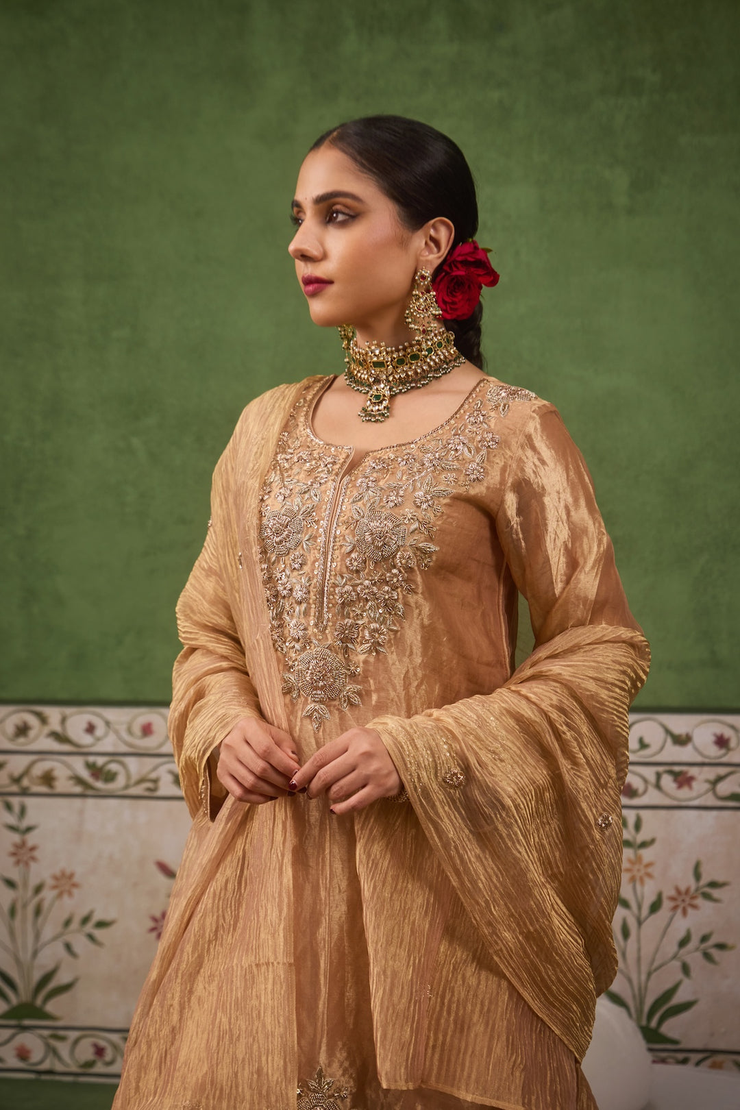 Inayat 2.0 Gold Tissue Sharara Set of 3