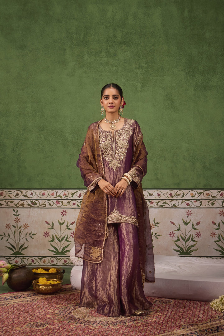 Inayat 2.0 Purple Tissue Sharara Set of 3