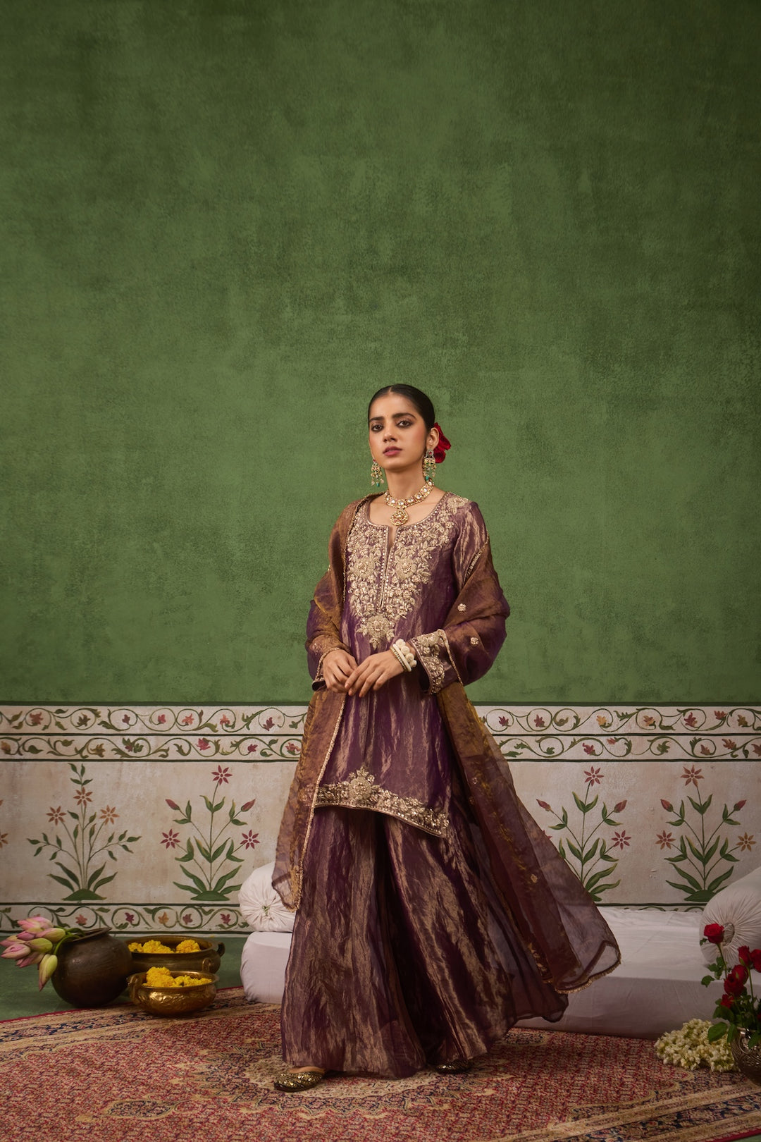 Inayat 2.0 Purple Tissue Sharara Set of 3