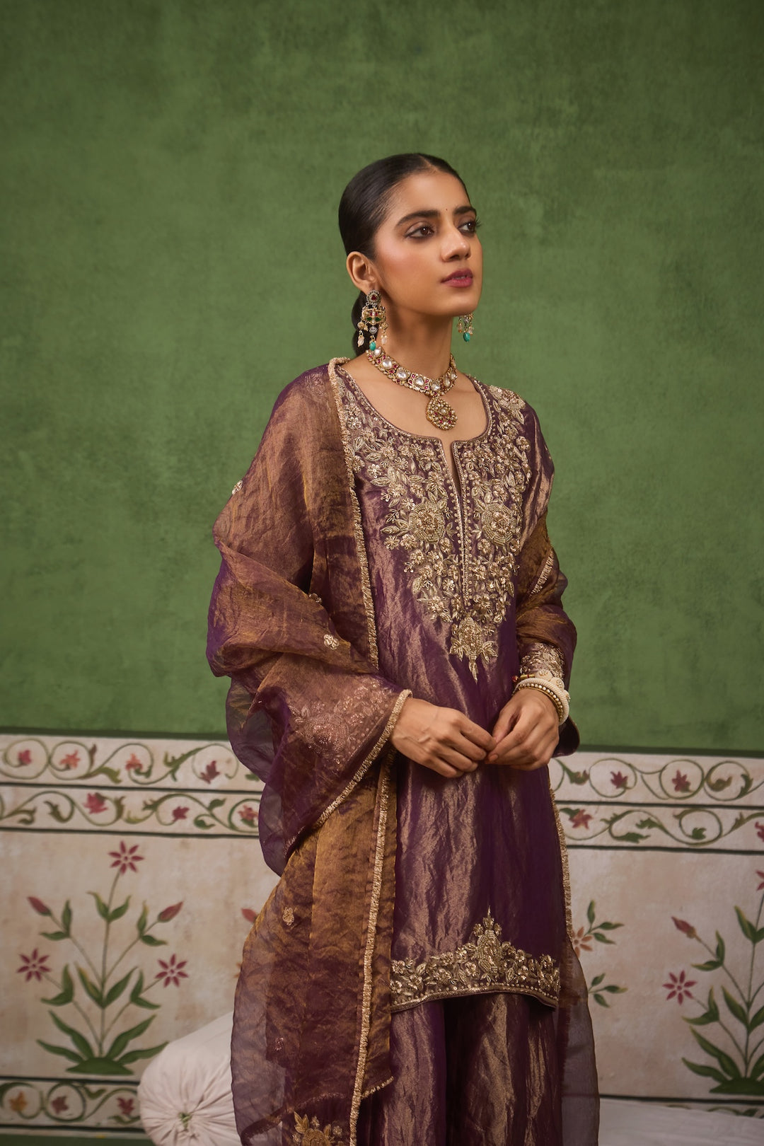 Inayat 2.0 Purple Tissue Sharara Set of 3