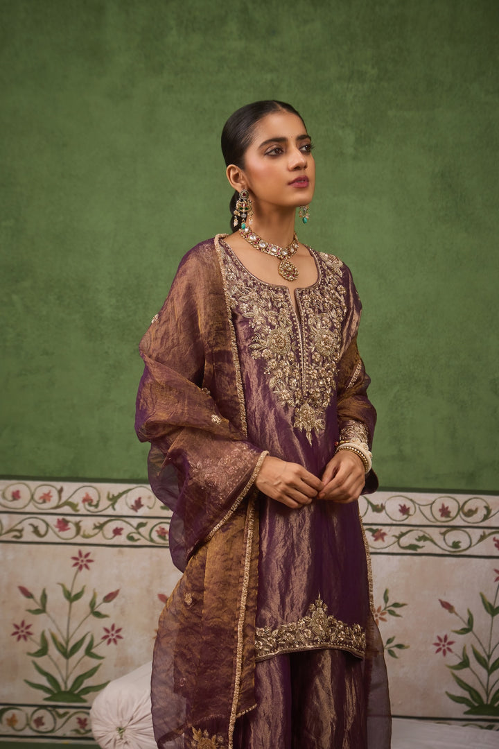 Inayat 2.0 Purple Tissue Sharara Set of 3