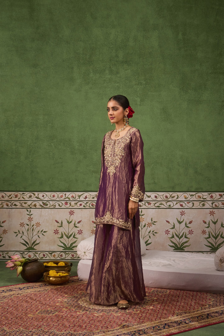 Inayat 2.0 Purple Tissue Sharara Set of 3