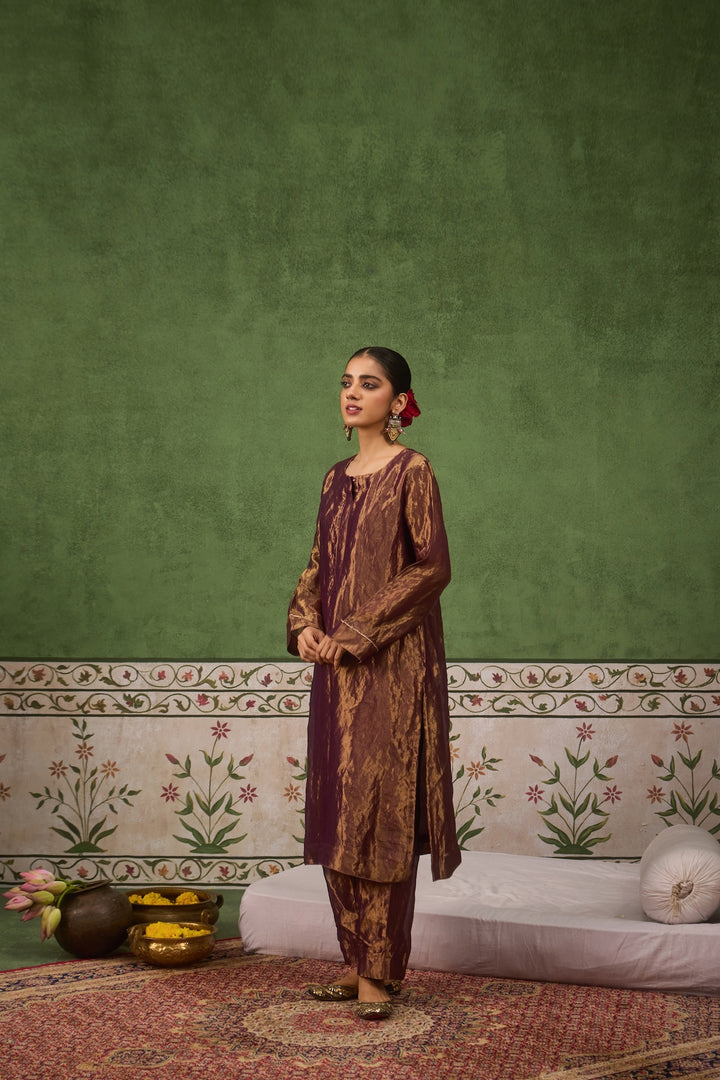 Inayat 2.0 Purple Tissue Kurta Set of 2