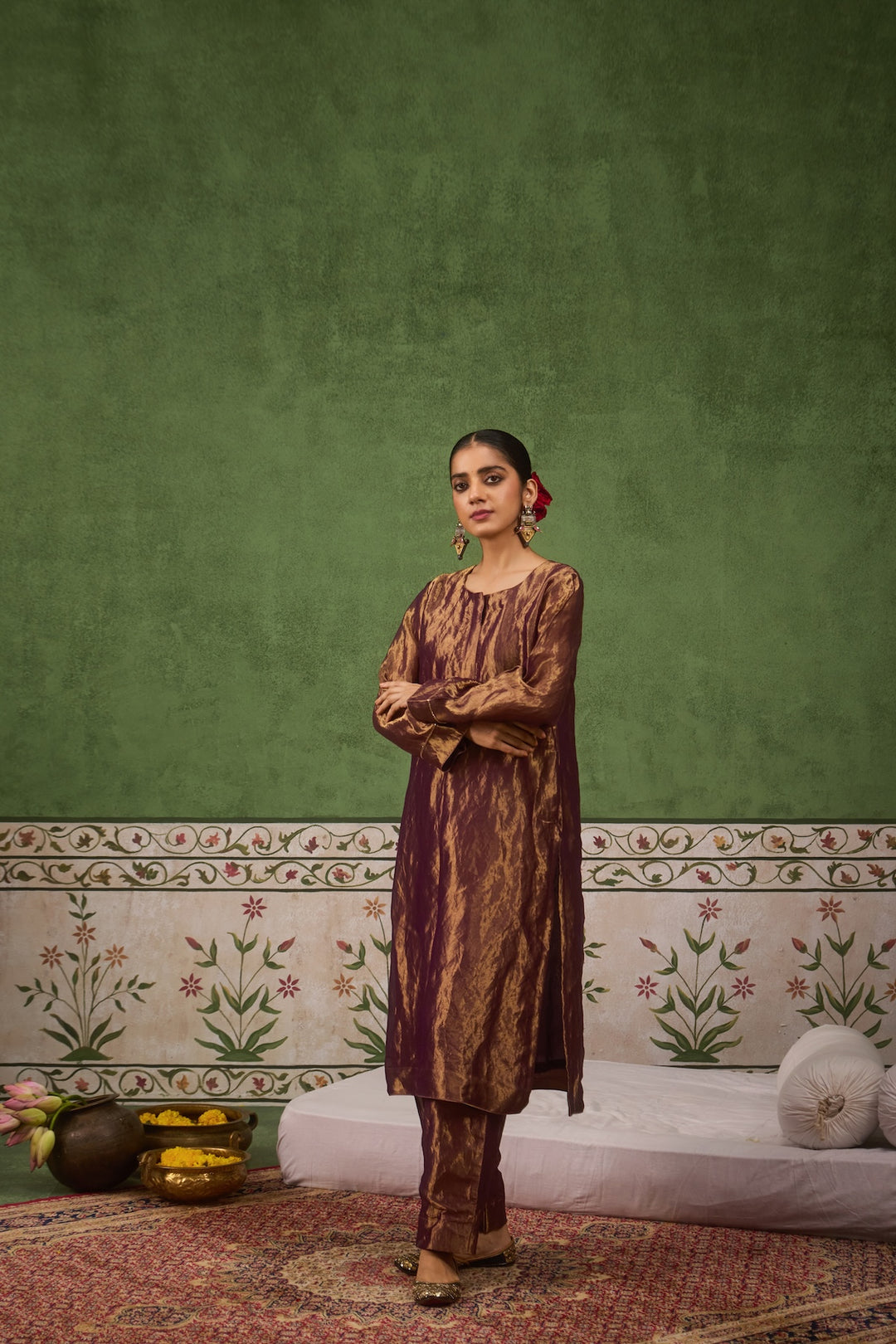 Inayat 2.0 Purple Tissue Kurta Set of 2