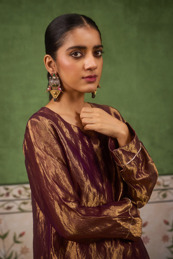 Inayat 2.0 Purple Tissue Kurta Set of 2