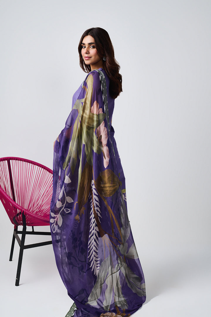 Noor Purple Sleevless Kurta-Set of 3