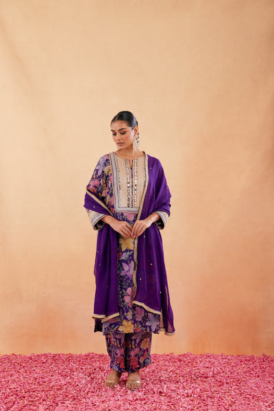 Ishq Purple Printed Kurta Set of 3