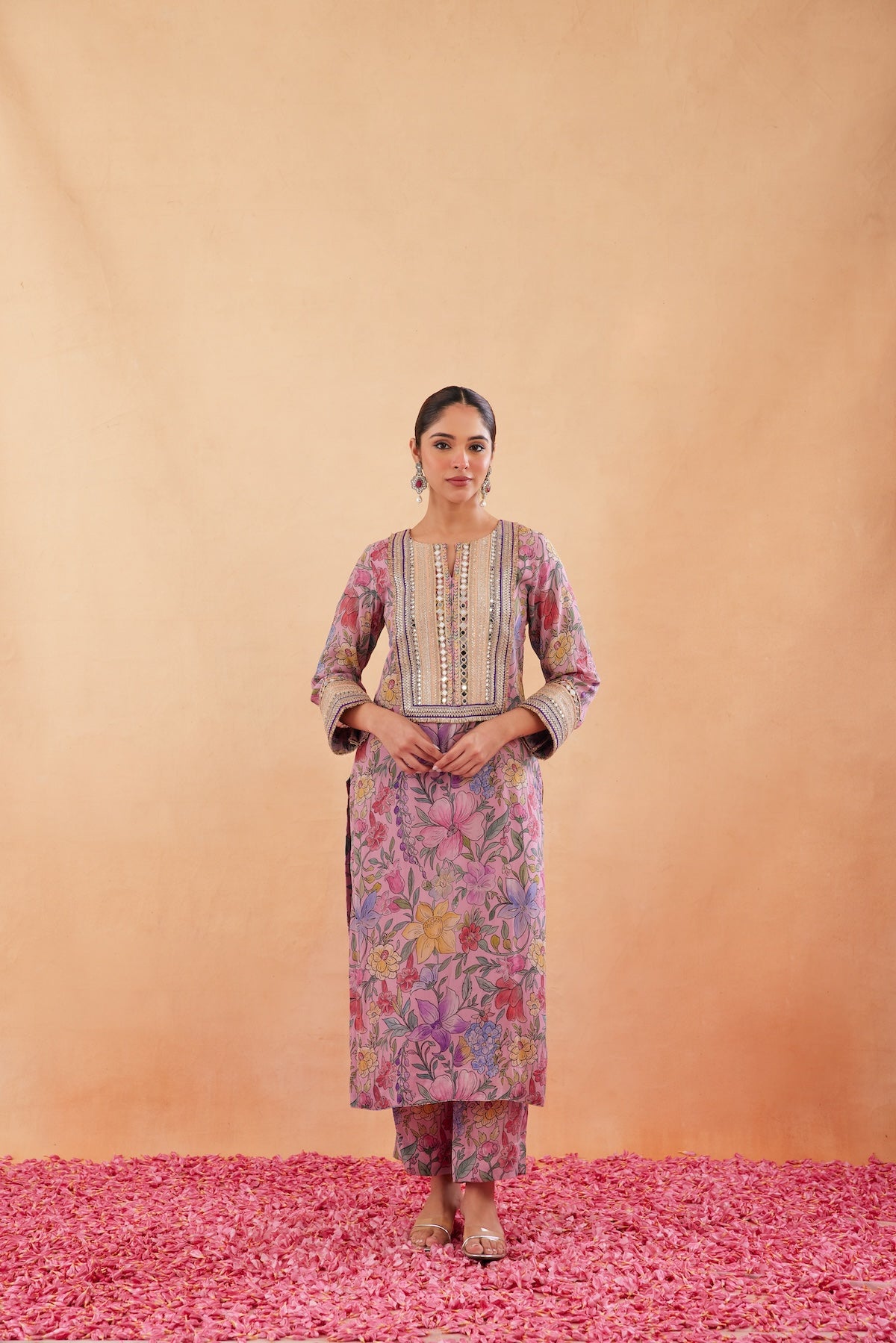 Ishq Blush Pink Printed Kurta Set of 3