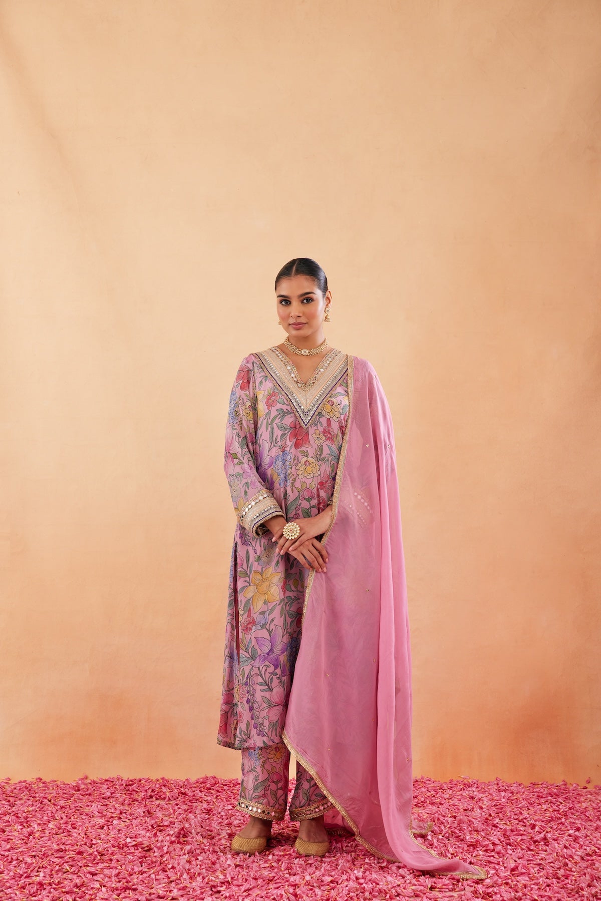 Ishq Blush Pink Aline Kurta Set of 3