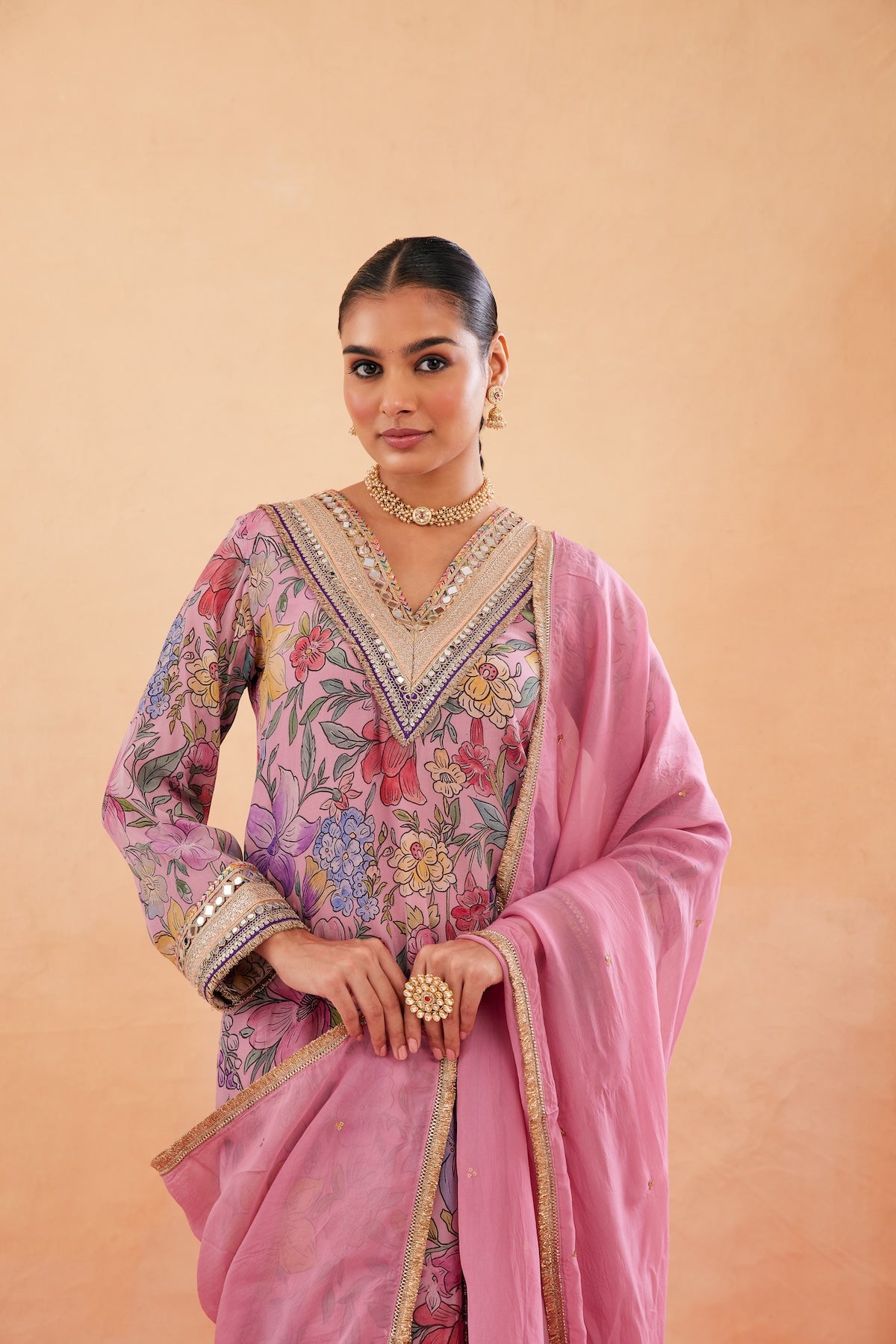 Ishq Blush Pink Aline Kurta Set of 3