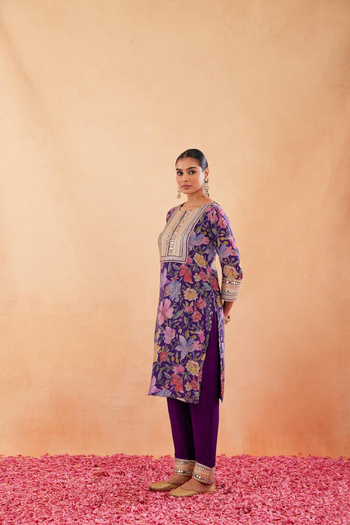 Ishq Purple Straight KURTA WITH SALWAR AND DUPATTA- SET OF 3