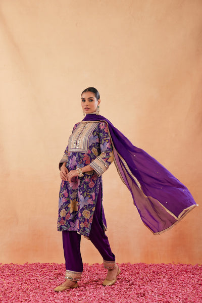 Ishq Purple Straight KURTA WITH SALWAR AND DUPATTA- SET OF 3