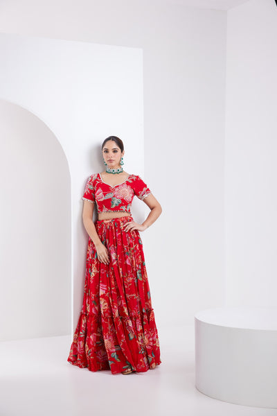 Kamal Red Lehenga Set