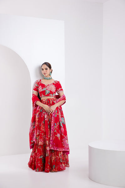 Kamal Red Lehenga Set