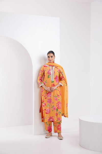 Kamal Yellow Printed Kurta Set of 3