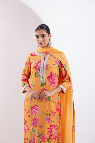 Kamal Yellow Printed Kurta Set of 3