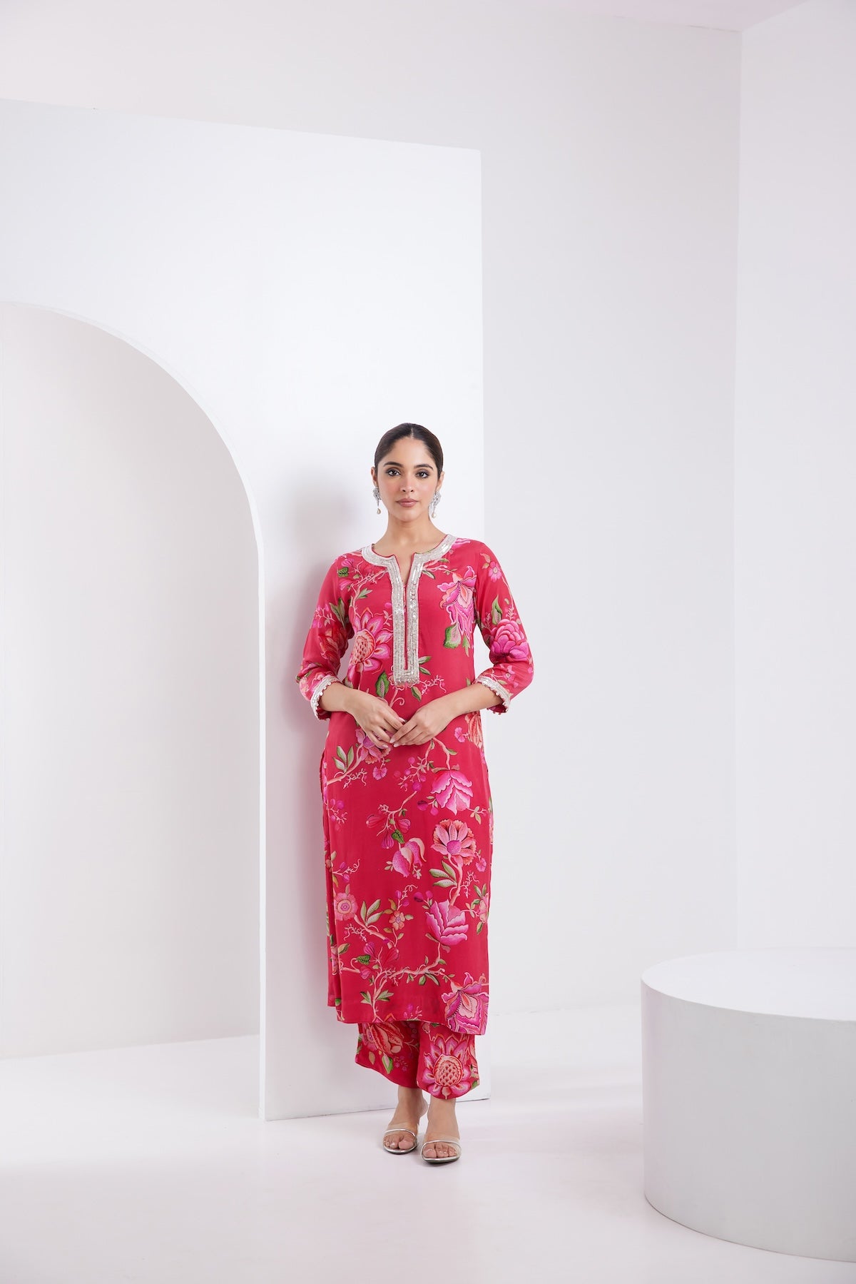 Kamal Hot Pink Printed Kurta Set of 3