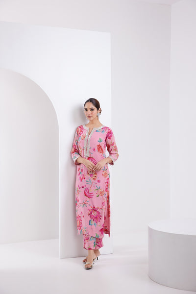 Kamal Blush Pink Printed Kurta Set of 3