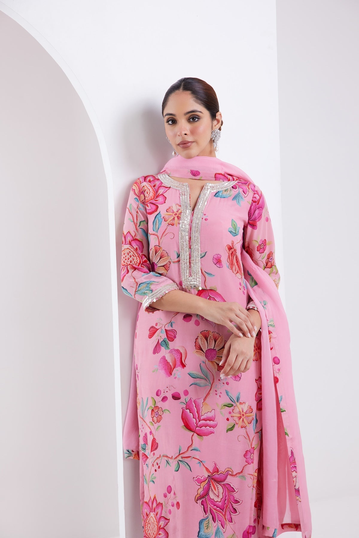 Kamal Blush Pink Printed Kurta Set of 3