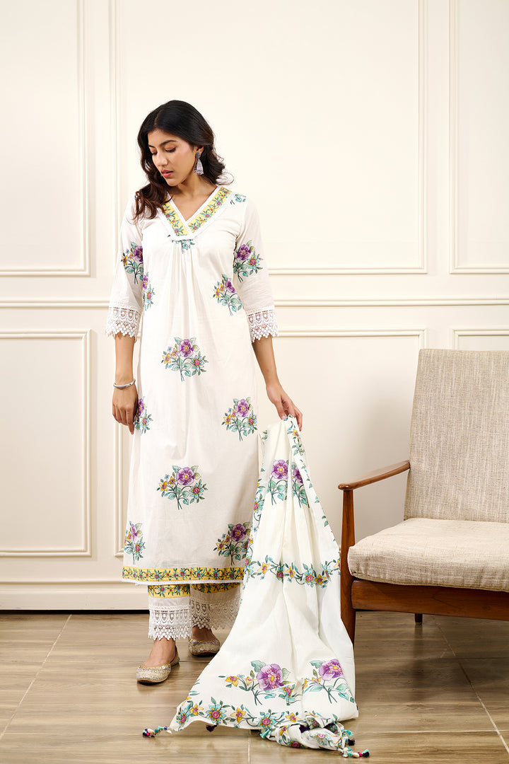 Gul-Mohar KURTA WITH PALAZO AND DUPATTA- SET OF 3