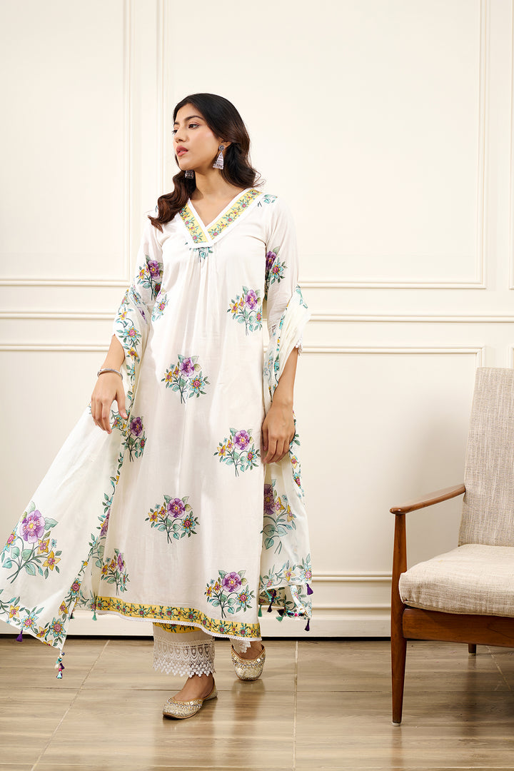 Gul-Mohar KURTA WITH PALAZO AND DUPATTA- SET OF 3