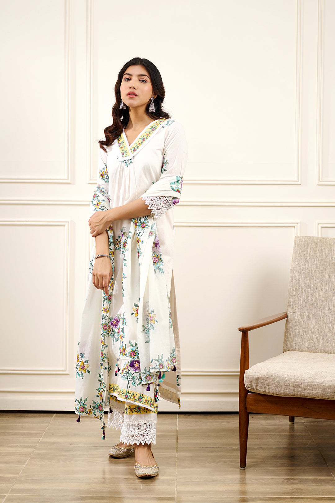 Gul-Mohar KURTA WITH PALAZO AND DUPATTA- SET OF 3