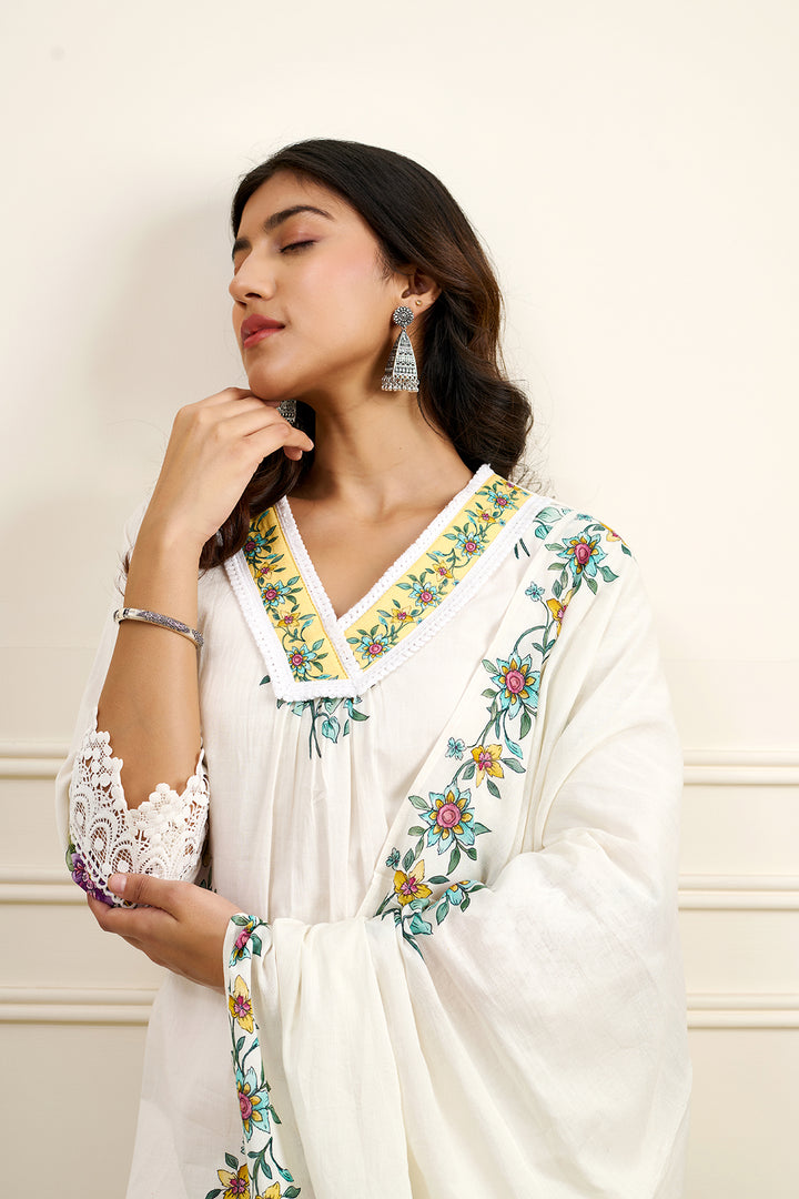 Gul-Mohar KURTA WITH PALAZO AND DUPATTA- SET OF 3