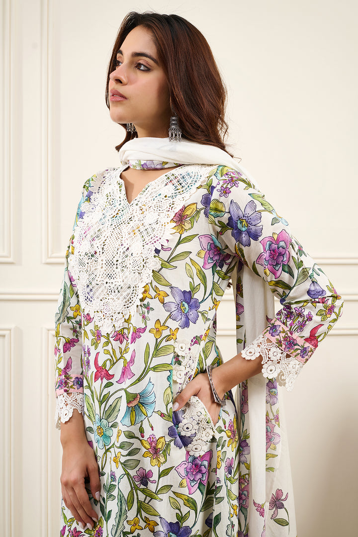 Gul-Bahaar A-Line KURTA WITH PALAZZO AND DUPATTA- SET OF 3