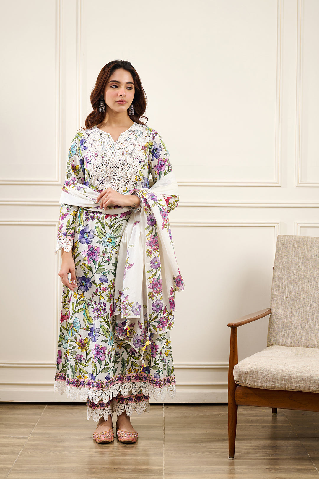 Gul-Bahaar A-Line KURTA WITH PALAZZO AND DUPATTA- SET OF 3