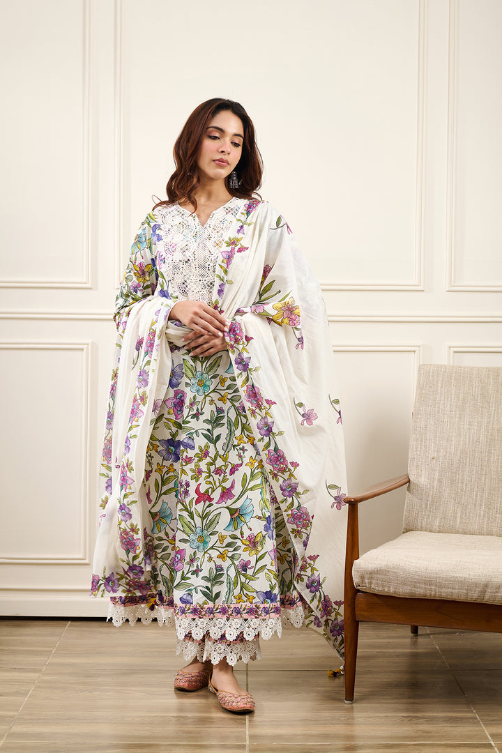 Gul-Bahaar A-Line KURTA WITH PALAZZO AND DUPATTA- SET OF 3