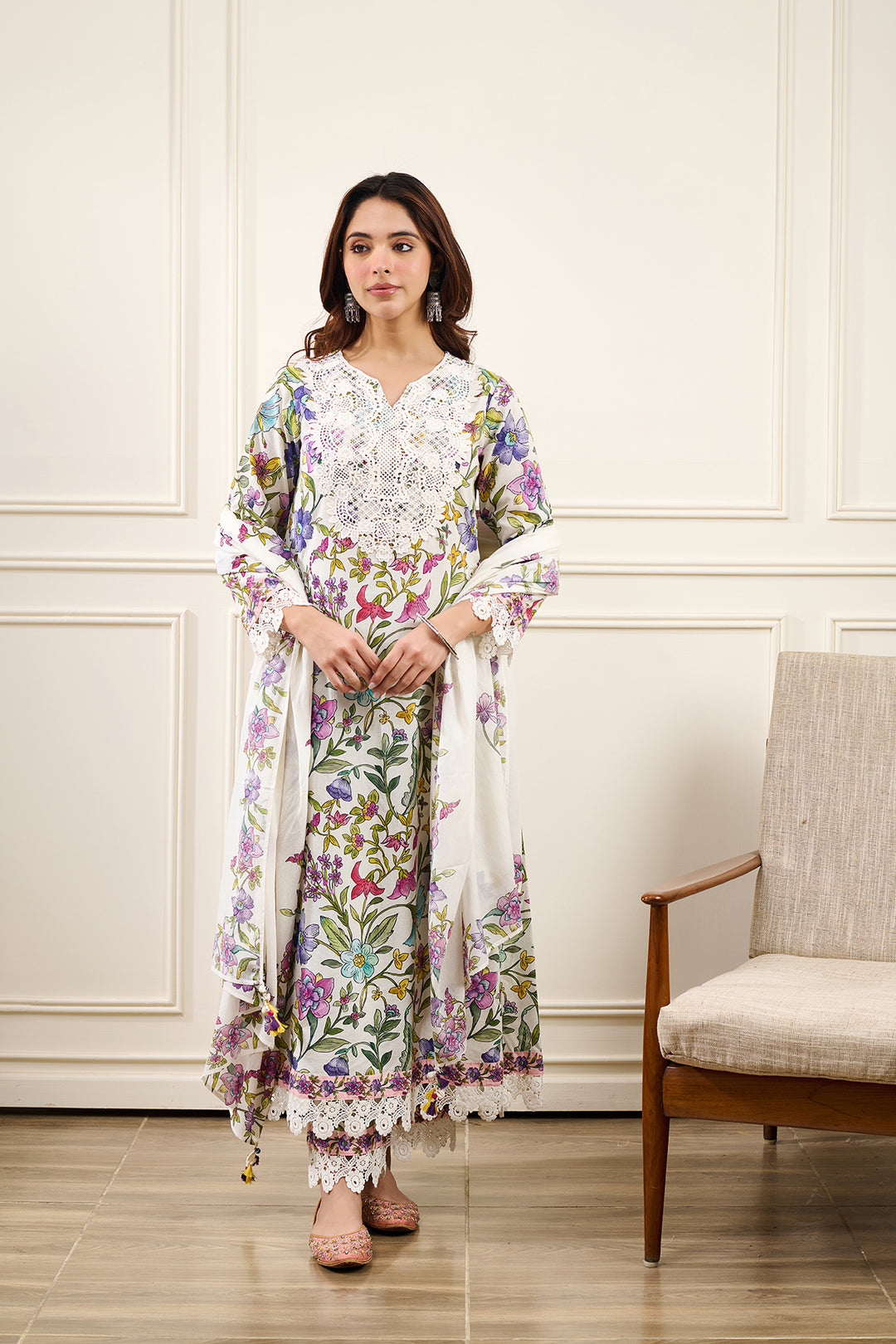 Gul-Bahaar A-Line KURTA WITH PALAZZO AND DUPATTA- SET OF 3